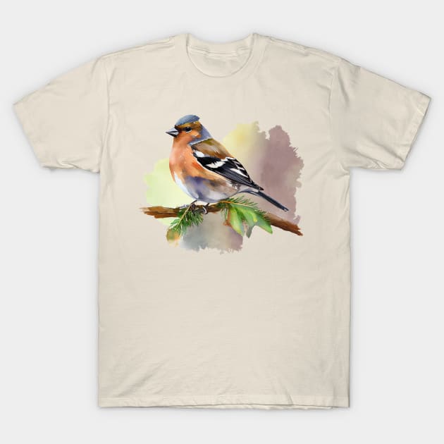 Watercolor Chaffinch on a twig T-Shirt by KOTOdesign